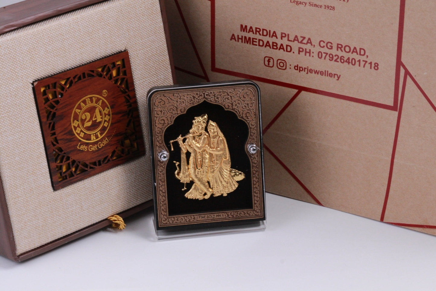 Radha Krishna with Peacock Table Top Frame