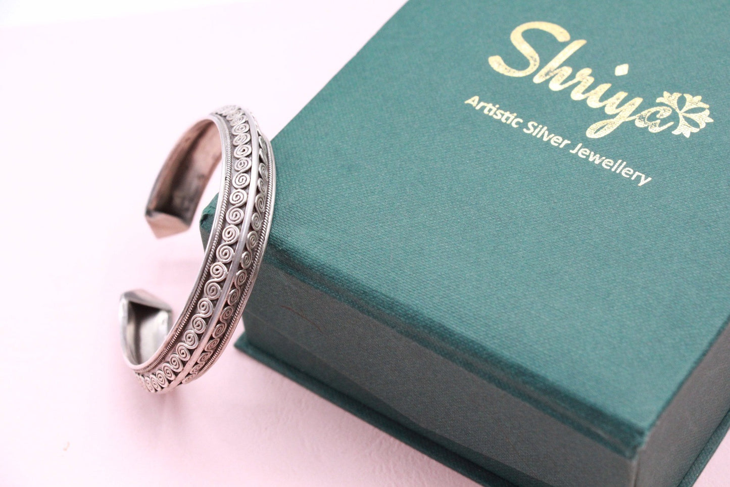 Etched Traditional Silver Bracelet
