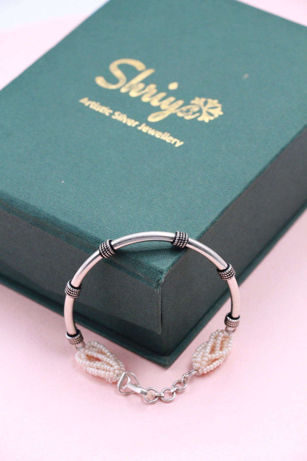 Pearl Pipe Silver Bracelet
