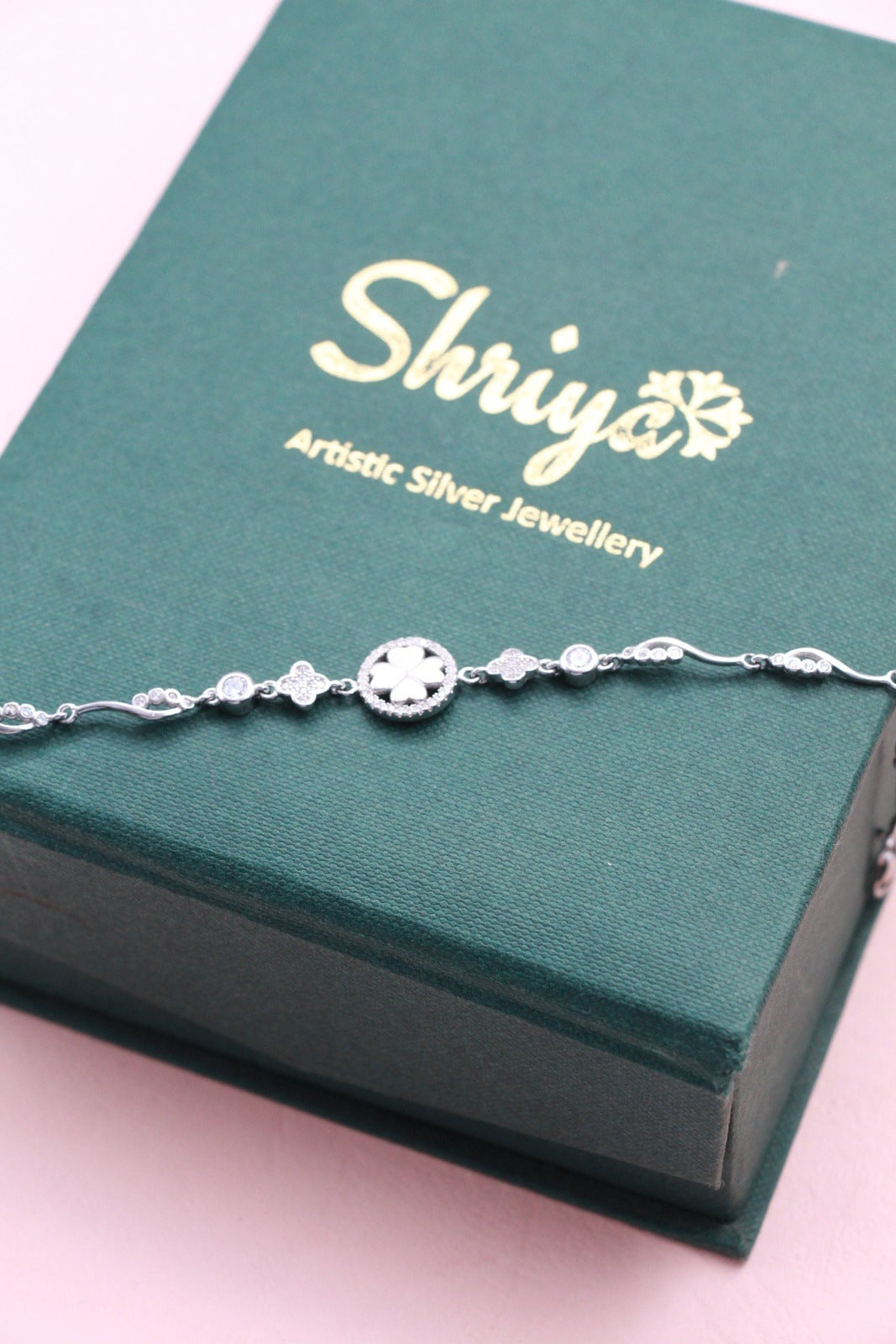 Gulmohar Flower Silver Bracelet