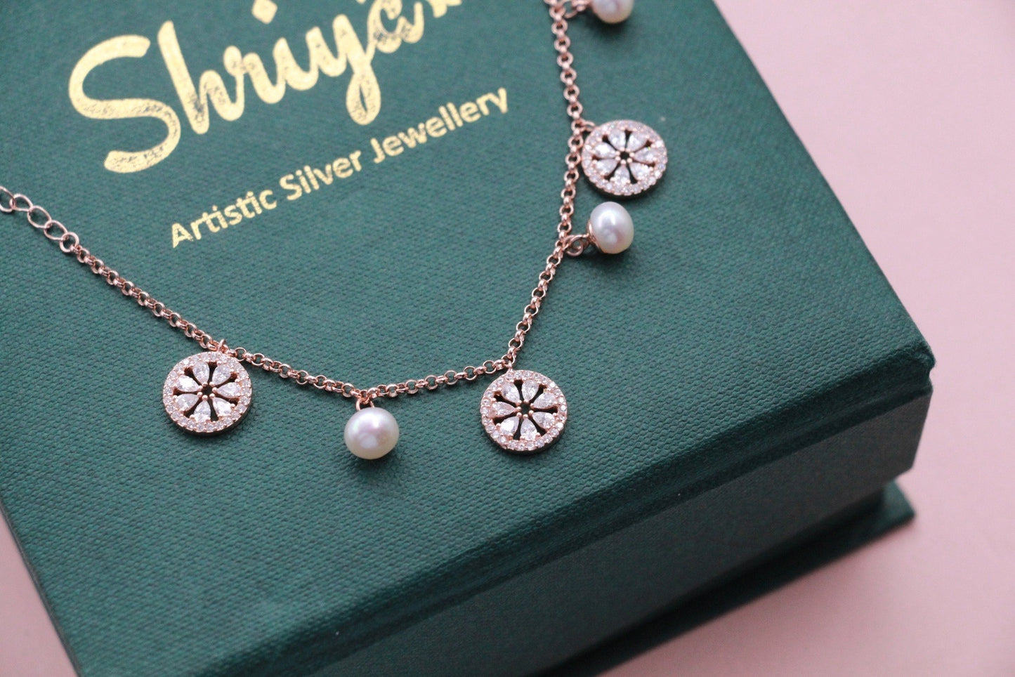 Champagne Pearl Charms Bracelet