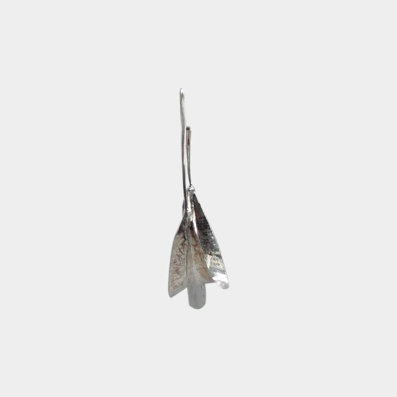Texture Wildflower Silver Hoop Earrings