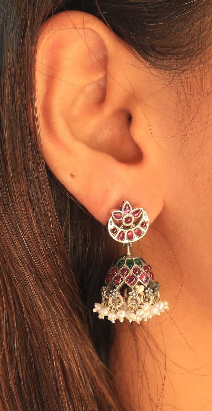 Enthralling Royal Floral Kundan Jhumkas
