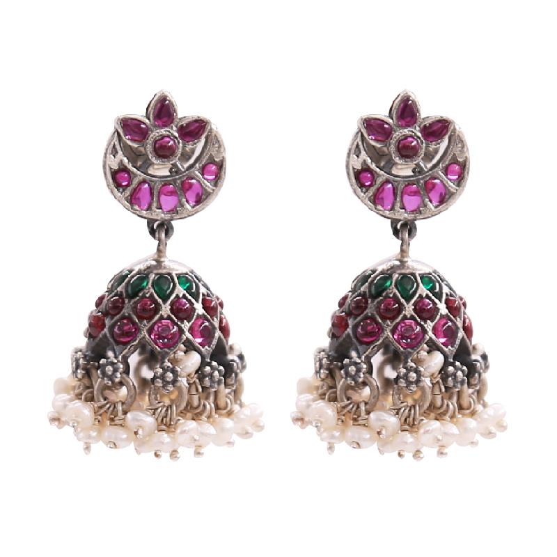 Enthralling Royal Floral Kundan Jhumkas