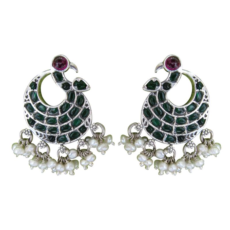 Majestic Green Red Bird Earrings
