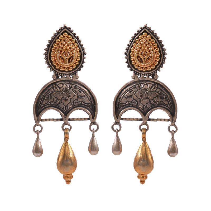 Kutchi Etchwork Gold silver Danglers