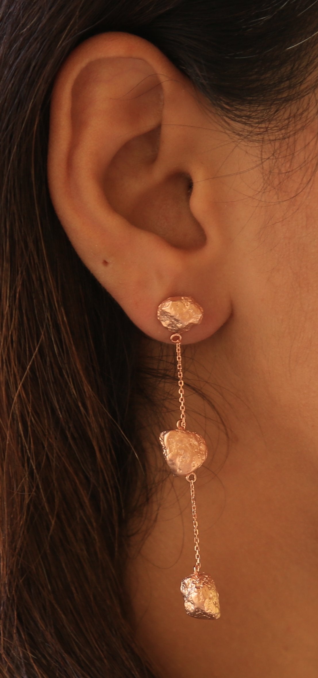 Rose Pebble Textured Danglers