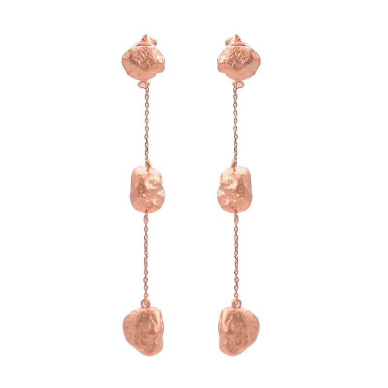 Rose Pebble Textured Danglers