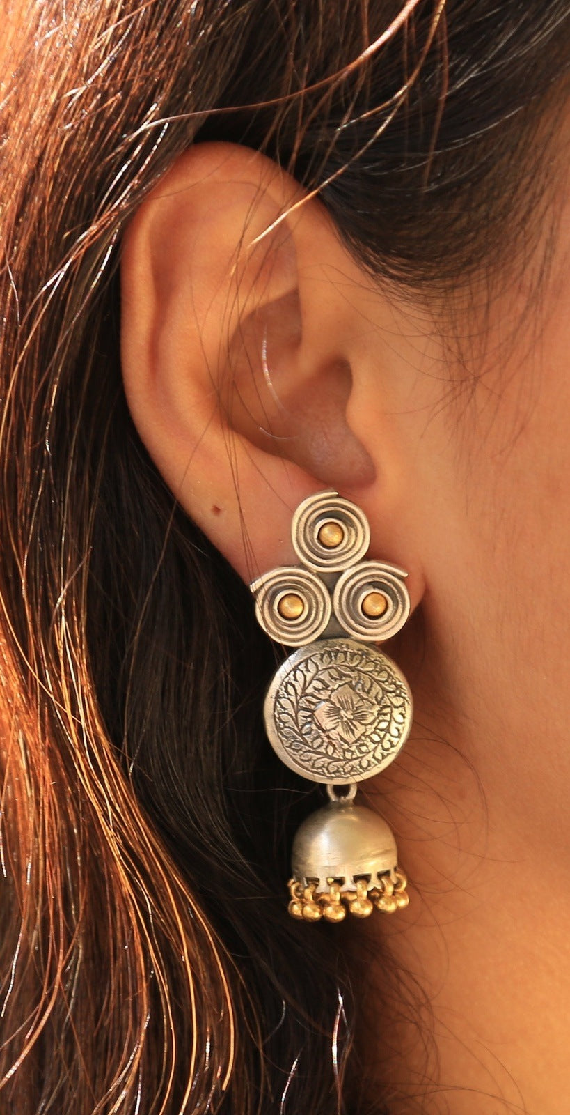 Handcrafted Naqashi Golden Jhumkas