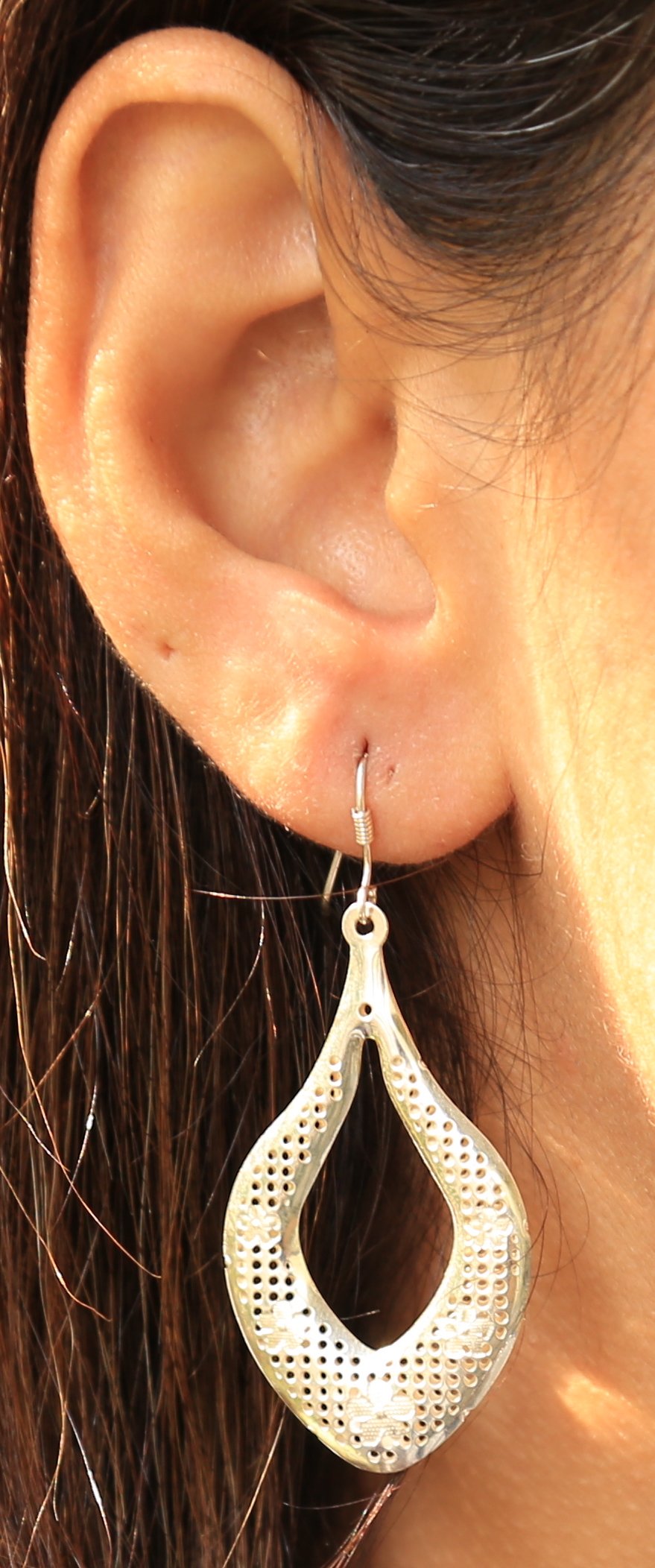 Textured Floral Sterling Silver Danglers