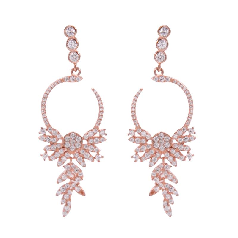 Rose Snow Flake Chandelier Earrings