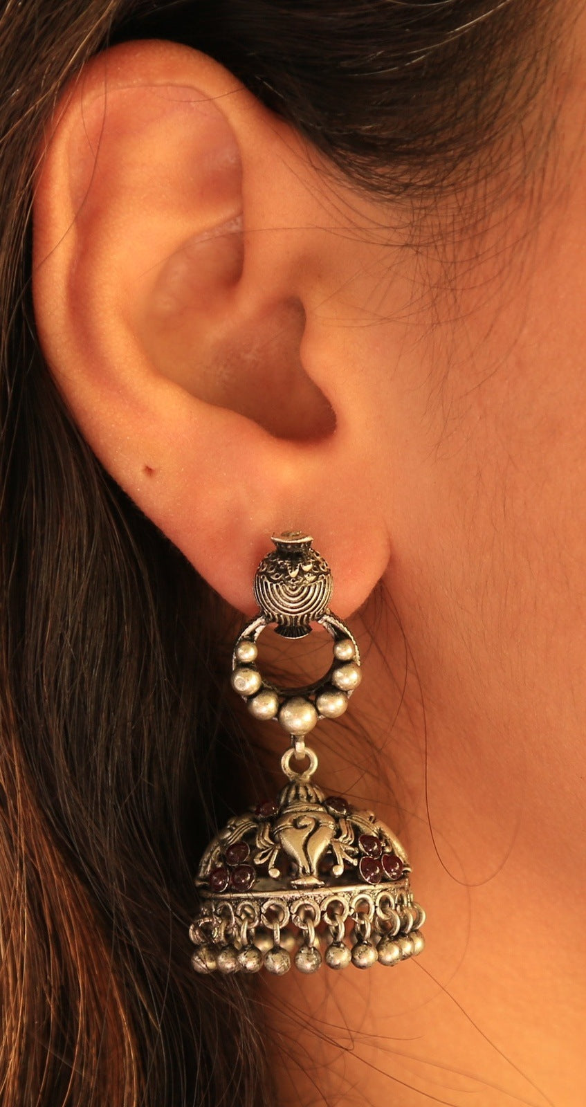 Superlative Sea Shells Silver Jhumkas