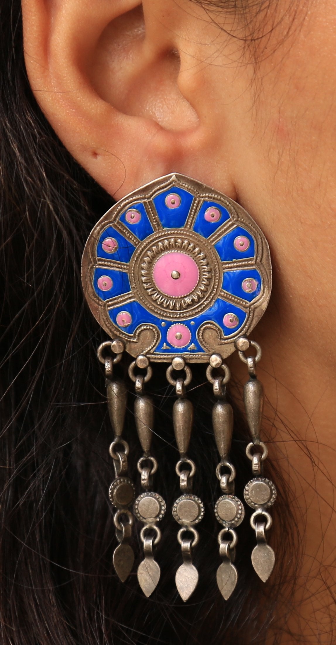 Rangoli Pink Mandala Art Danglers