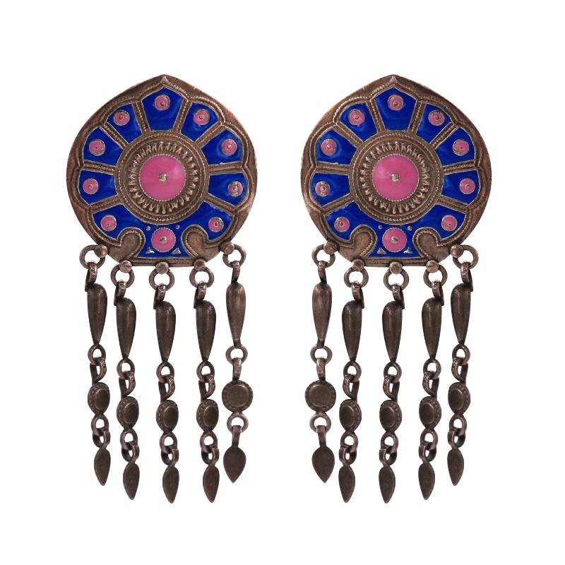 Rangoli Pink Mandala Art Danglers