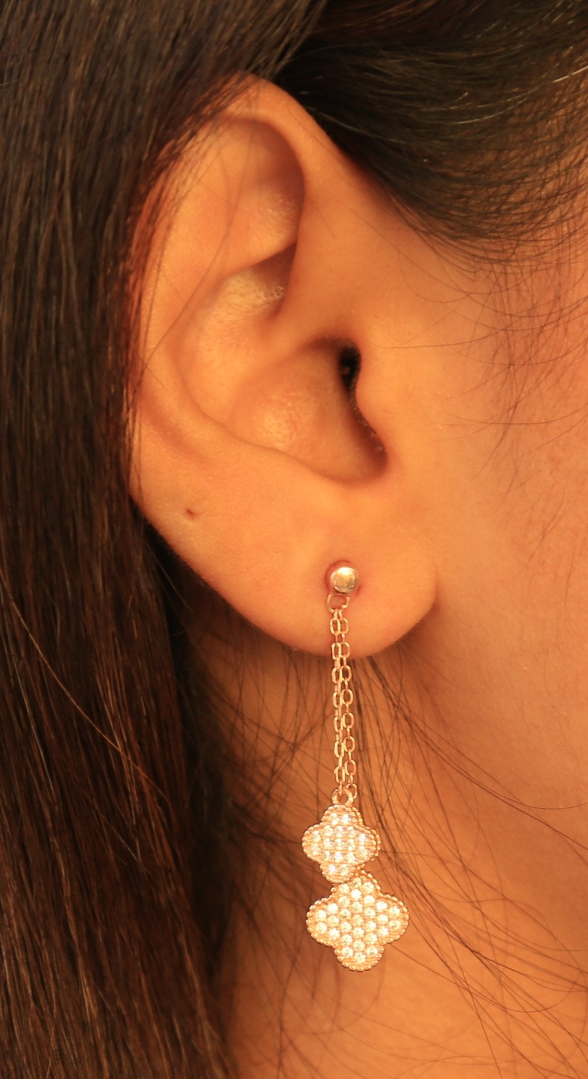 Cartier Inspired CZ Rose Danglers