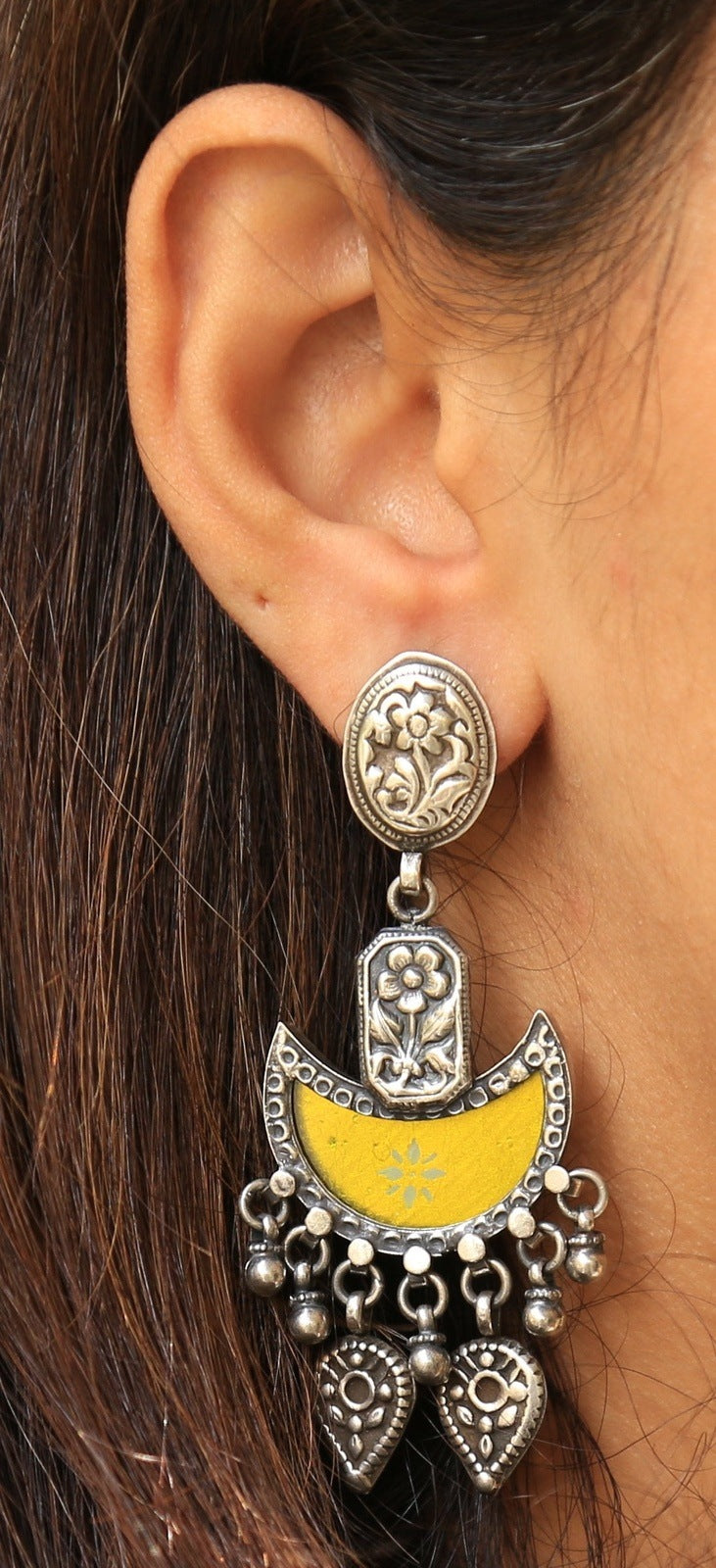 Yellow Crescent Magic Tribal Danglers