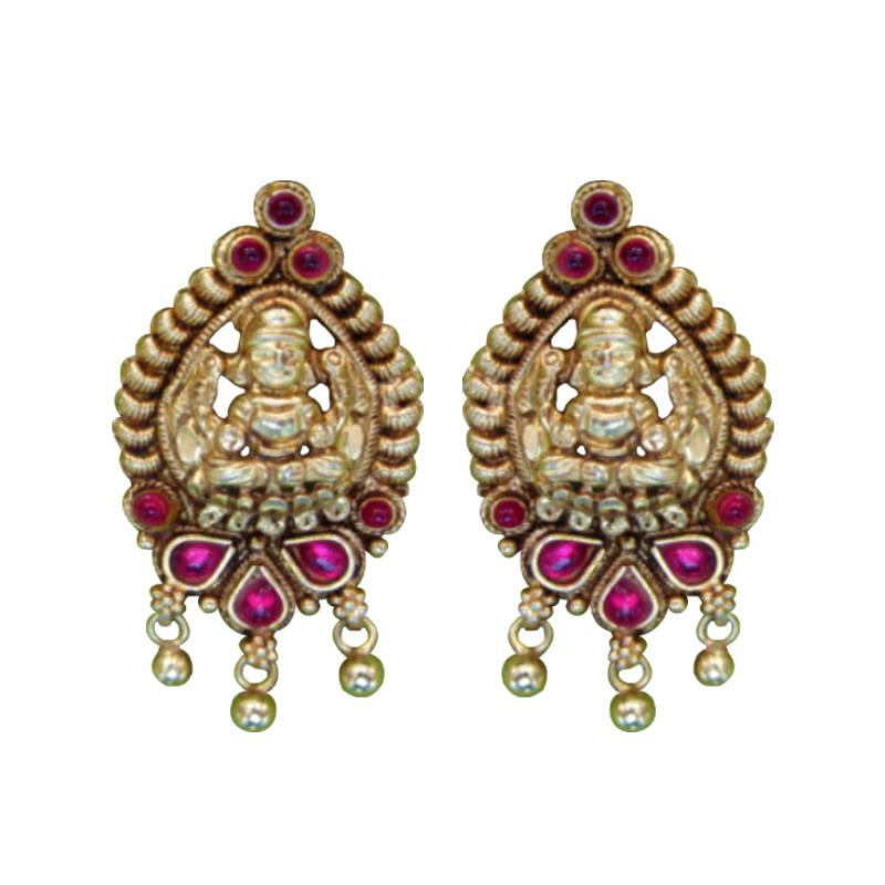 Lakshmi Gold Polish Kundan Earrings