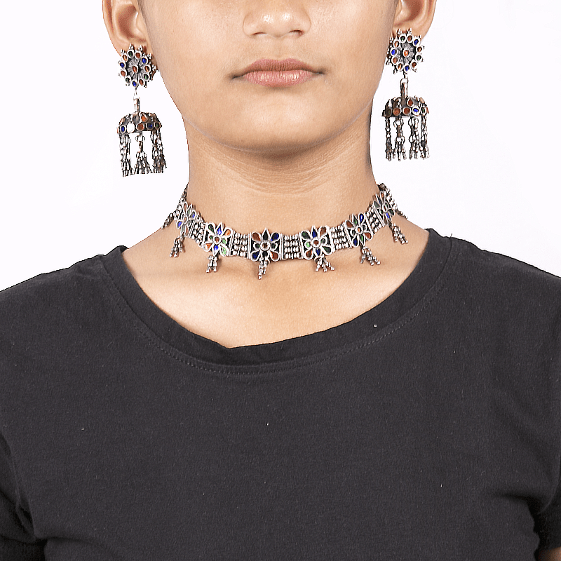 PASTLE AFGHAN MIRRORWORK CHOKER