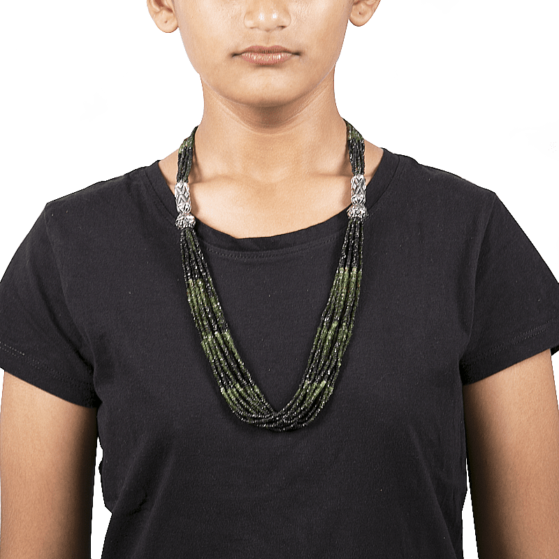 TOURMALINE SILVER MOTIF MALA