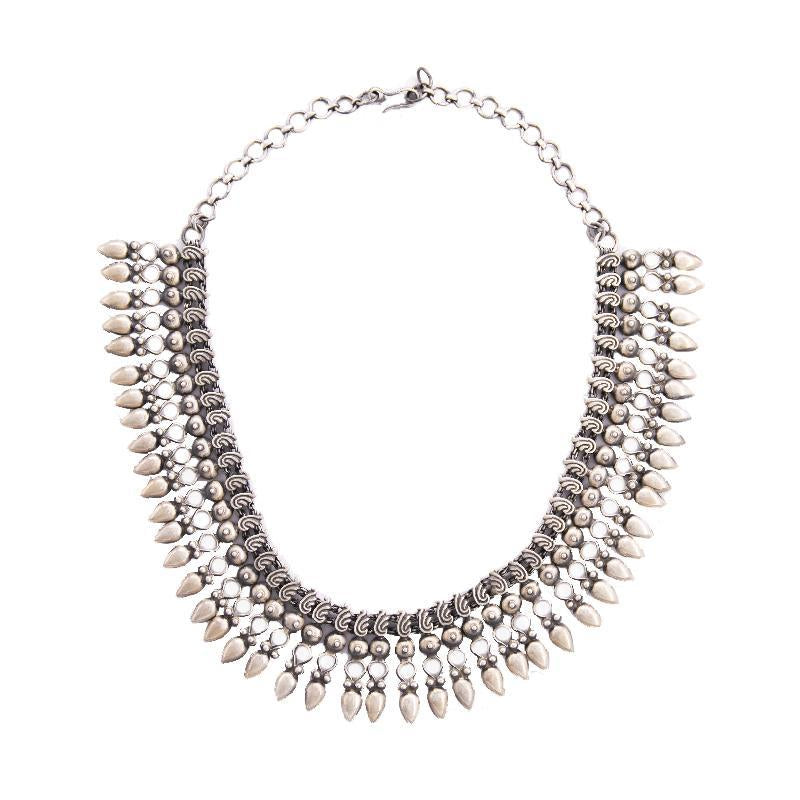 SILVER RAJWADI ROUND NECKLACE