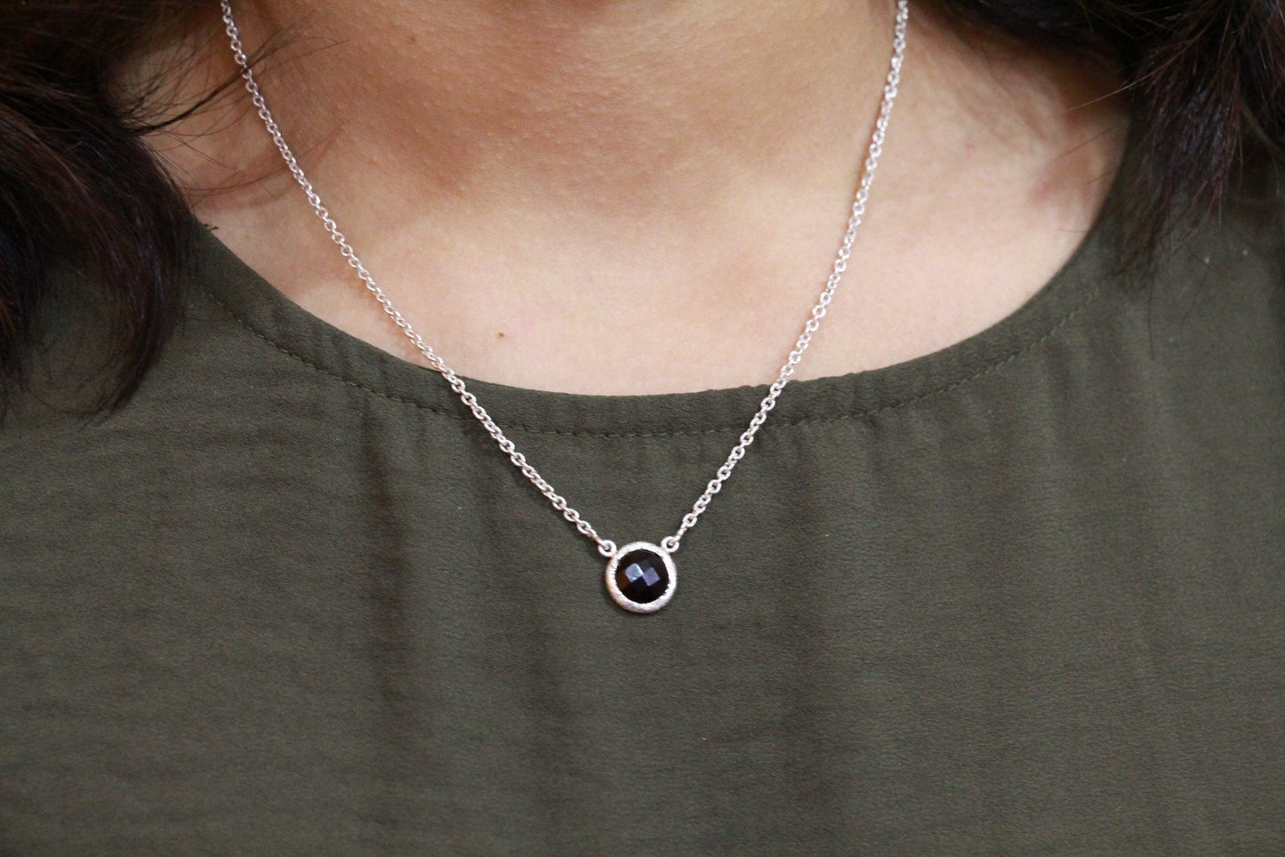 Smokey Modern Silver Necklace