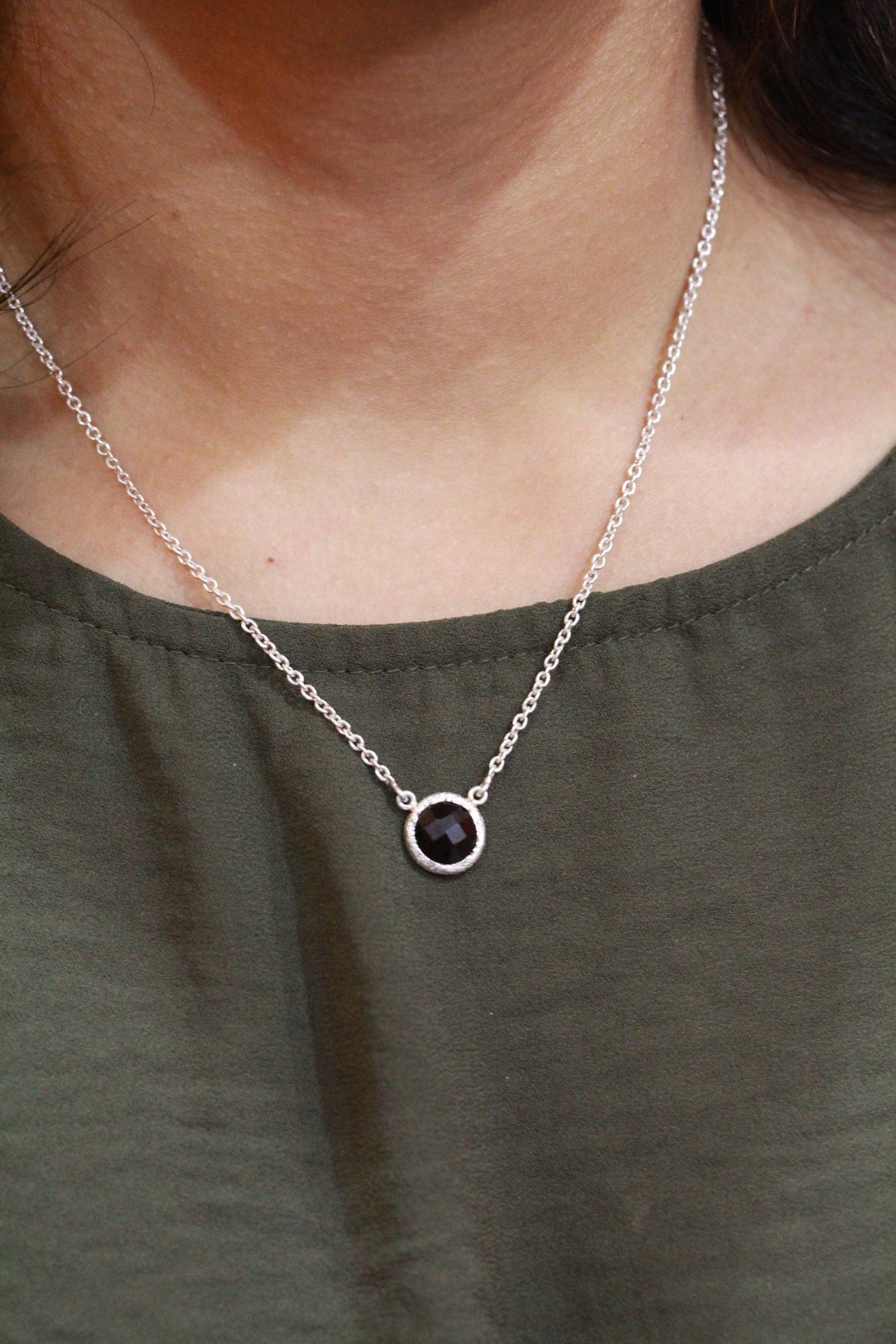 Smokey Modern Silver Necklace