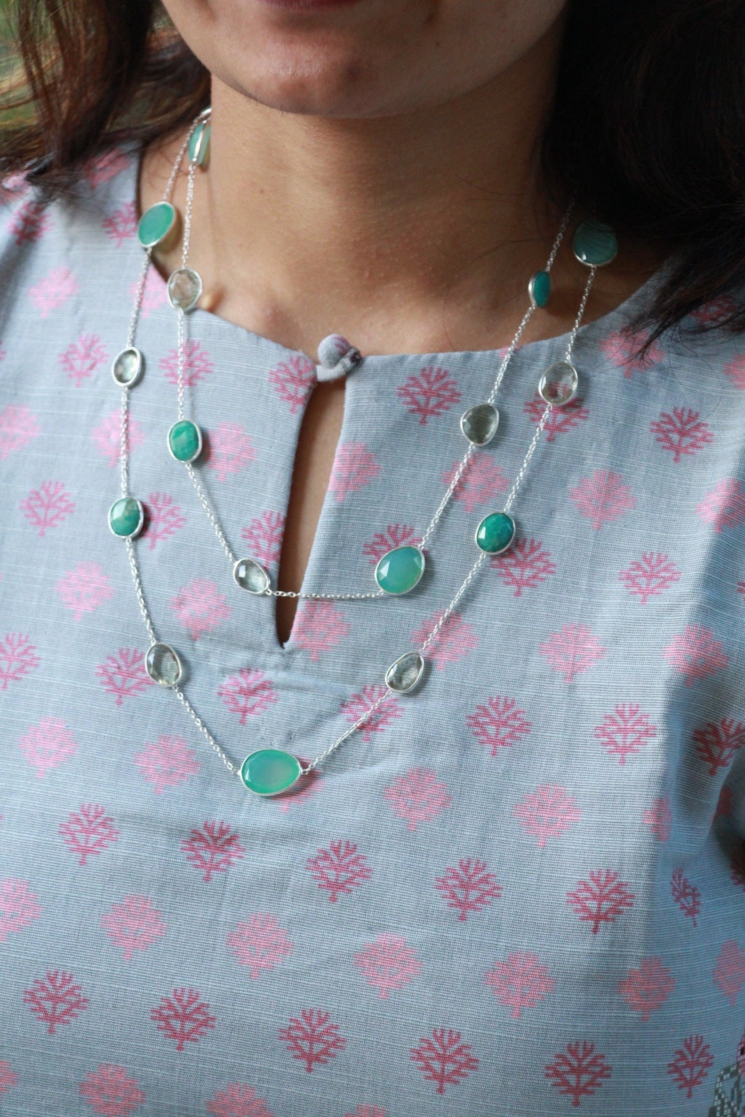Blue Calcy & Aqua Necklace