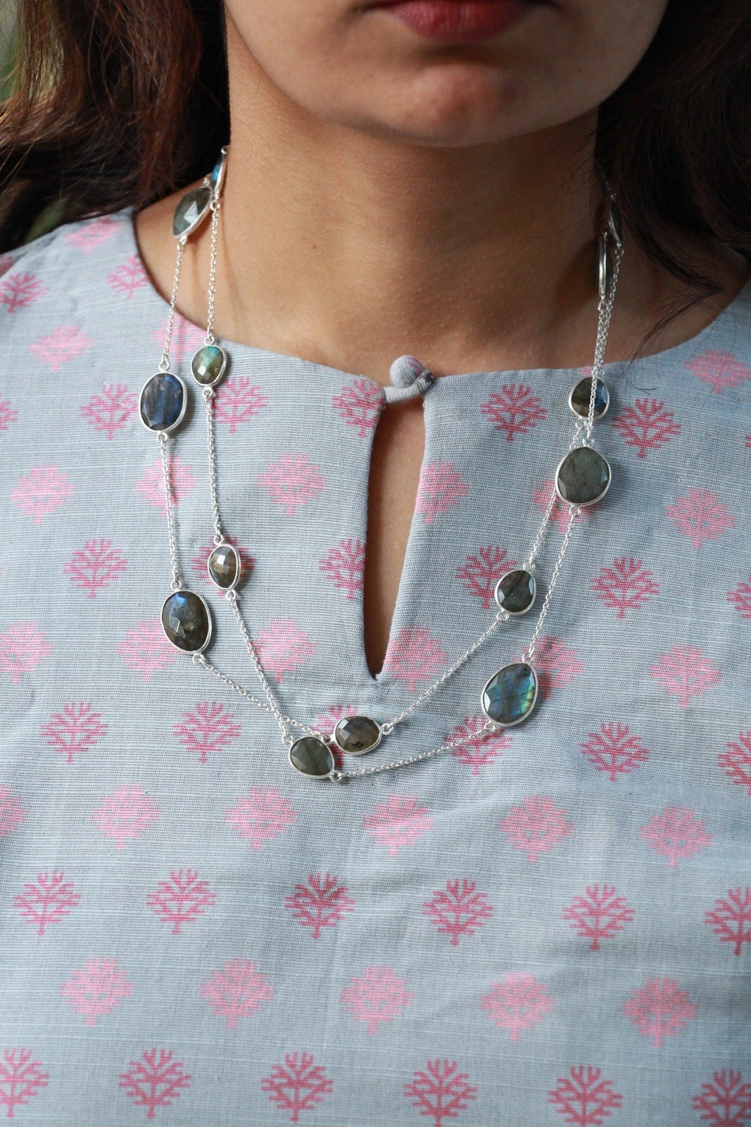 Labradorite Stone Modern Necklace
