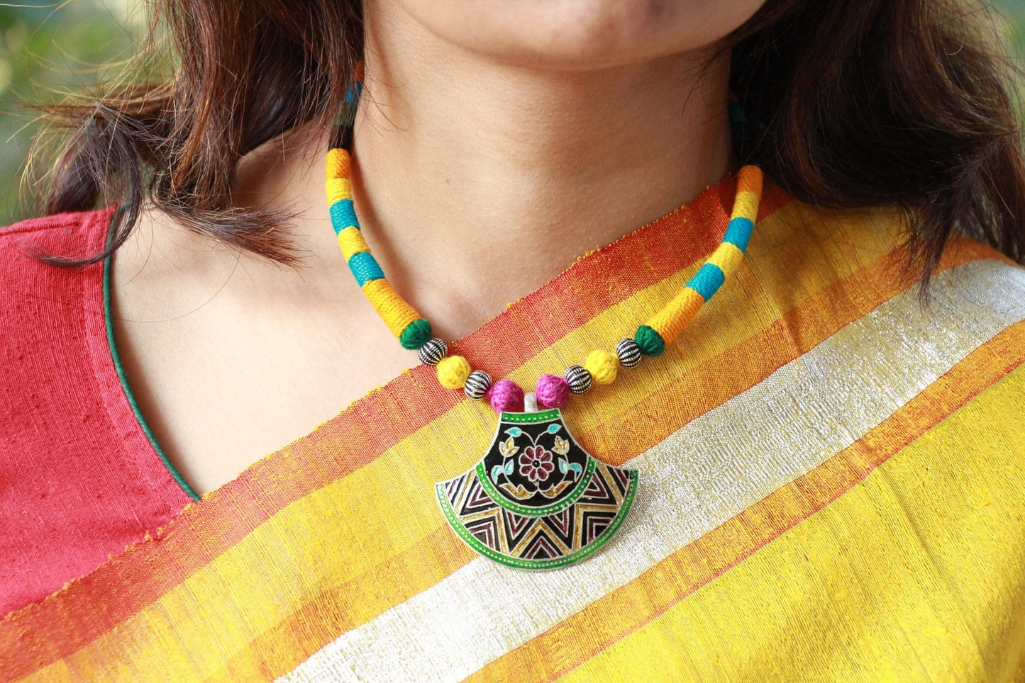 Vibrant Enamel Set with Threadwork