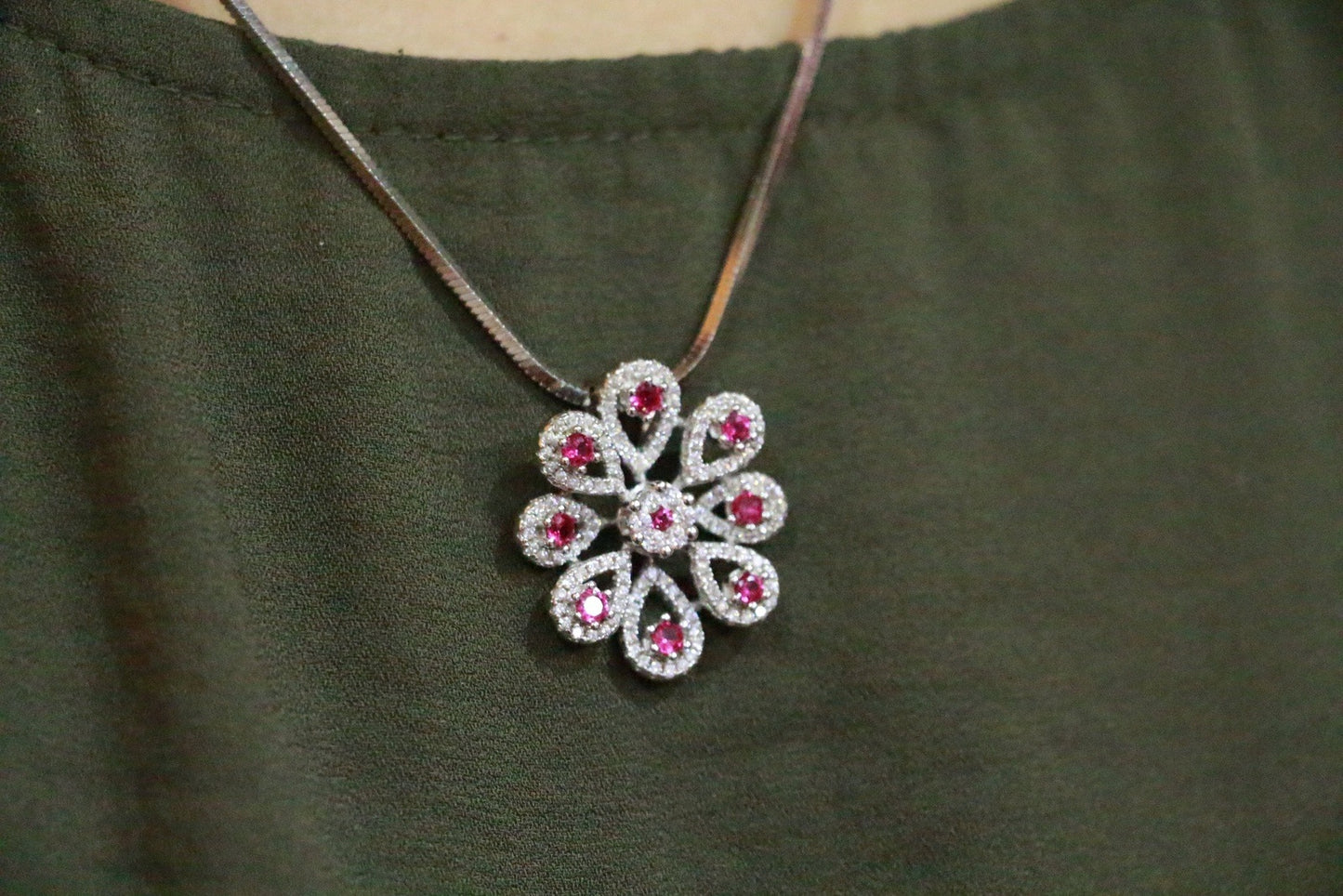 Floral Blossom Pendant Earrings Set