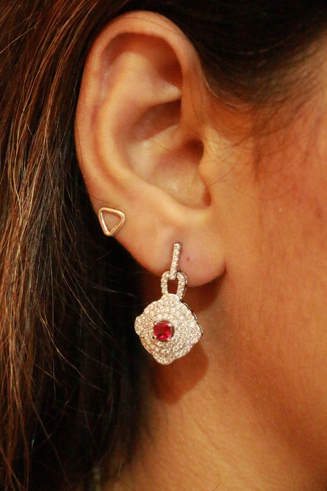 Pink & White Diamond Pendant Set