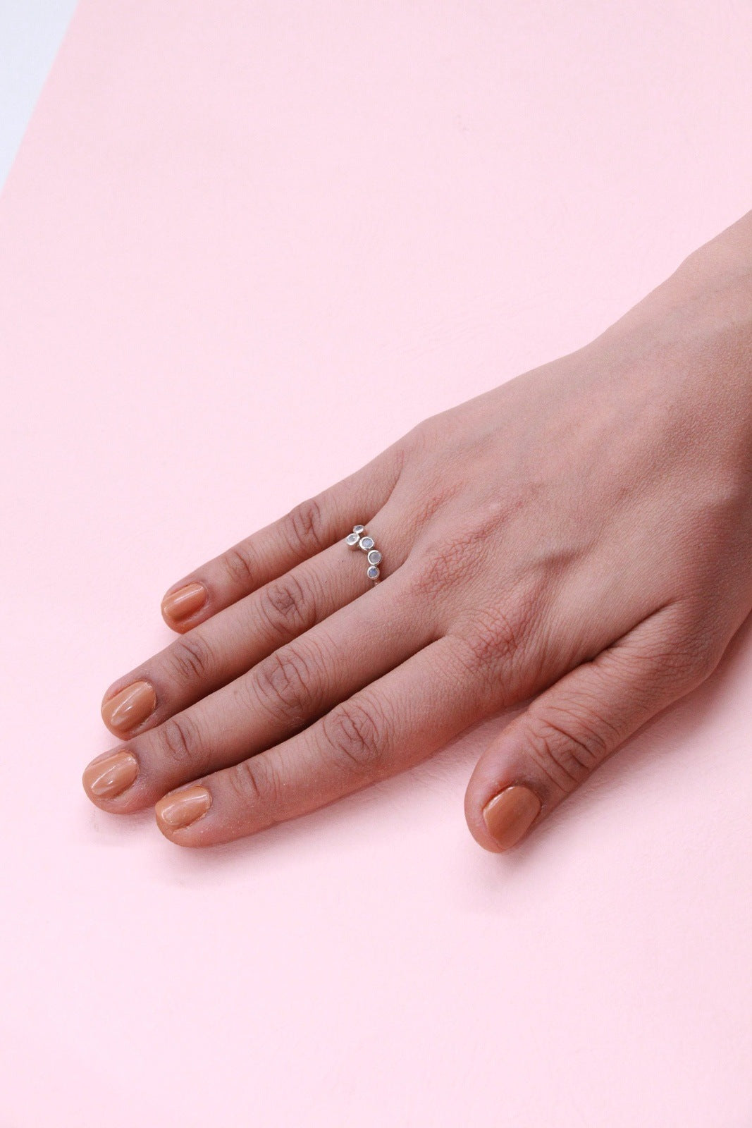 Delicate Moonstone Array Ring