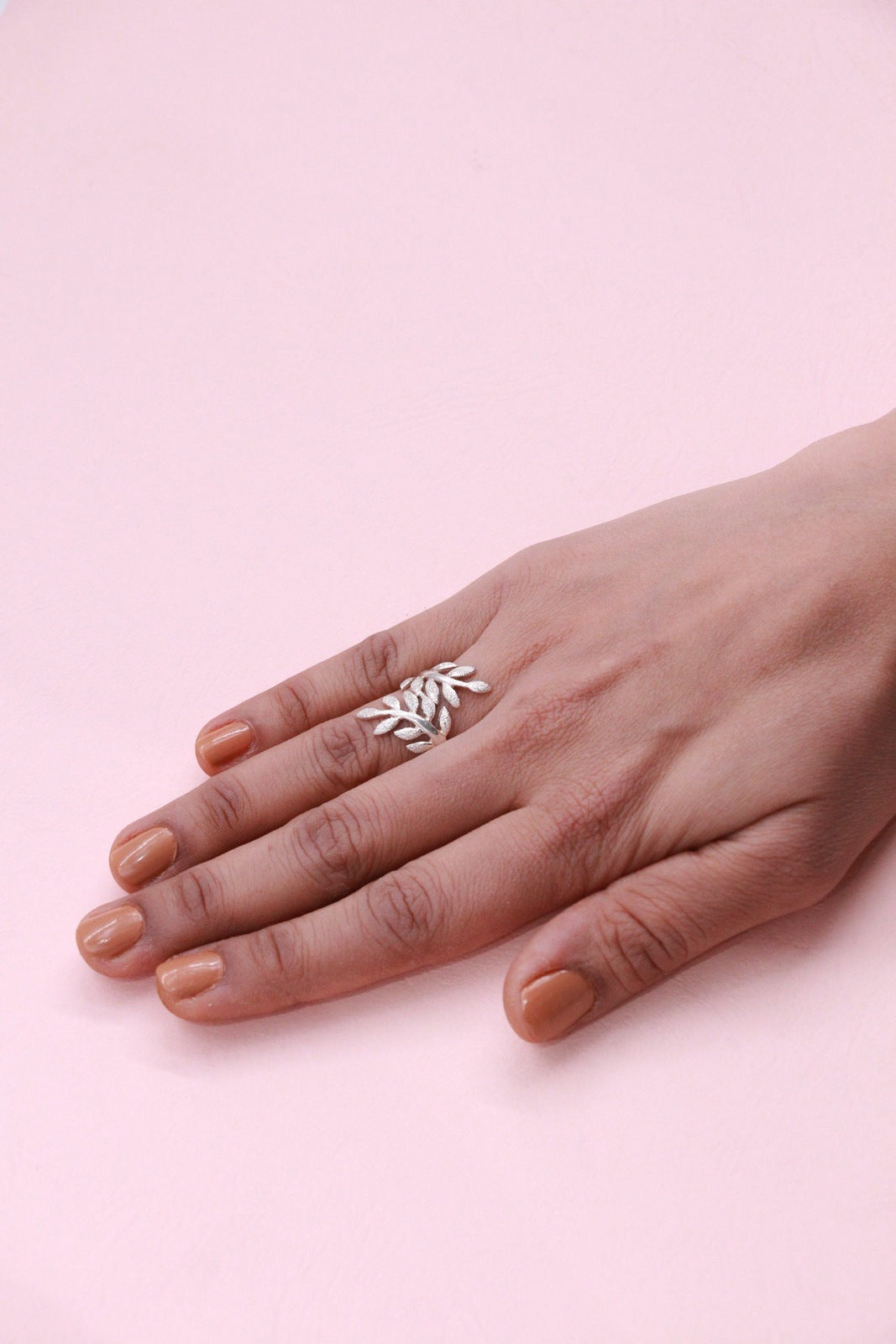 Olive Leaf Silver Modern Ring