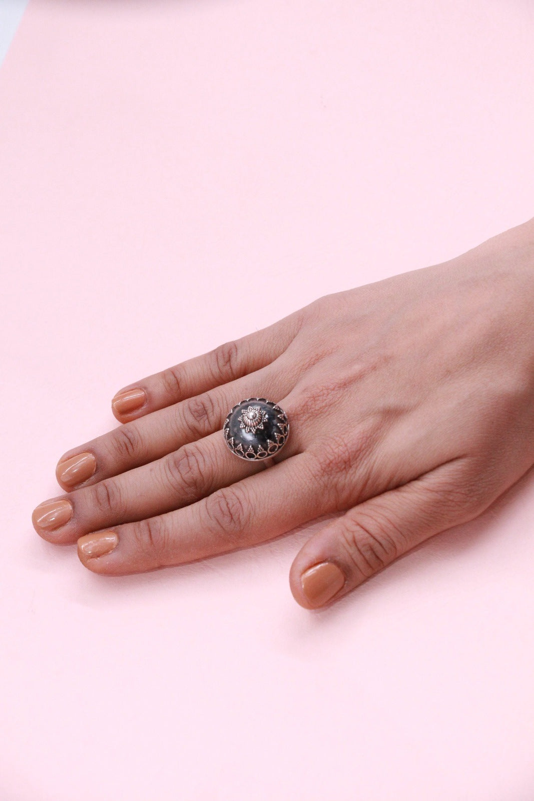 Floral Minaret Antique Silver Ring