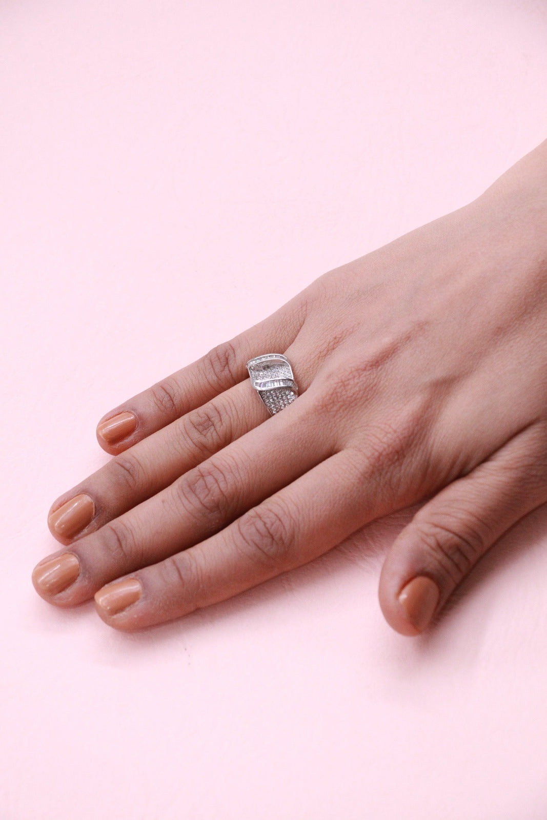 Diamond Flow Silver Ring