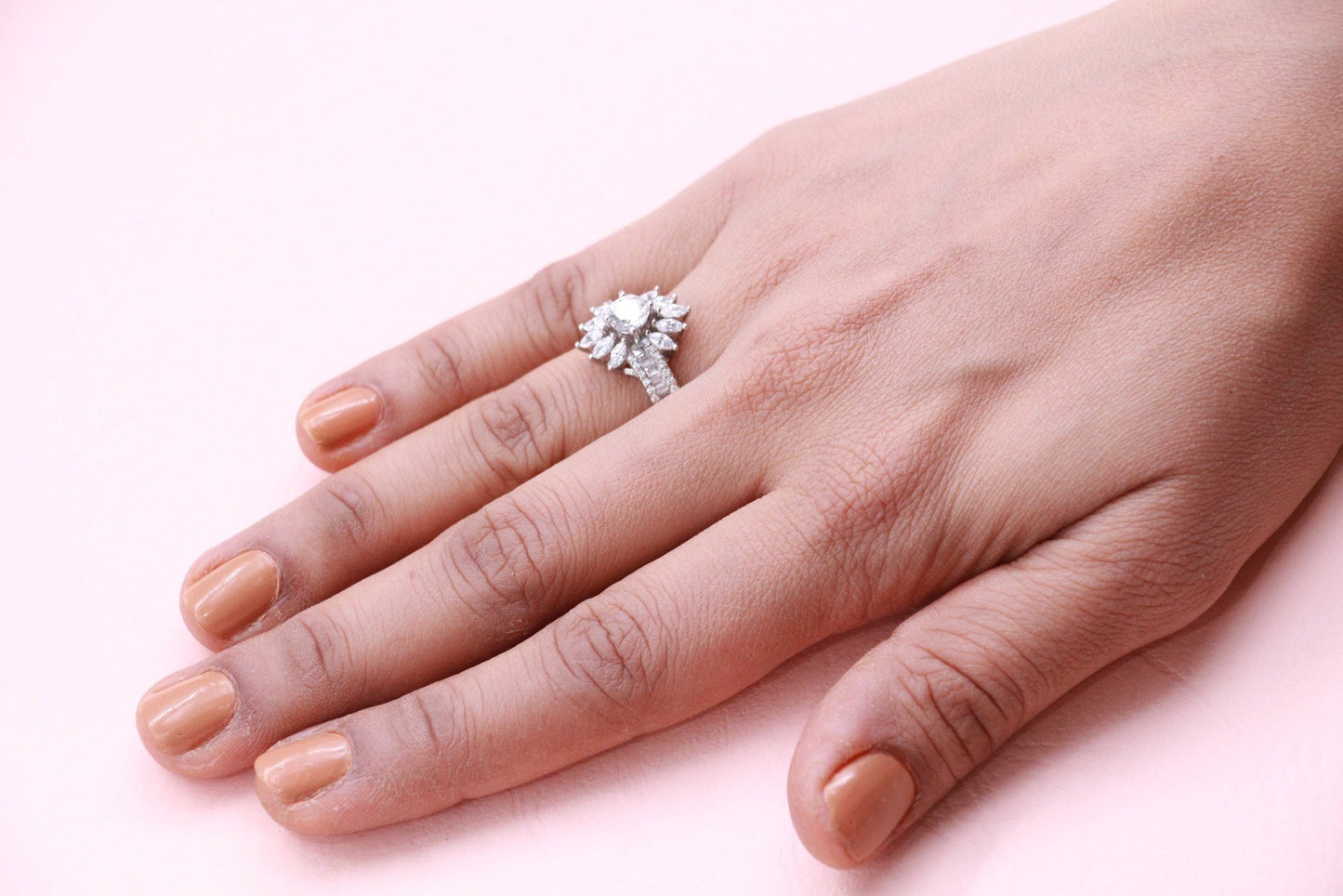 Sunflower Solitare CZ Ring