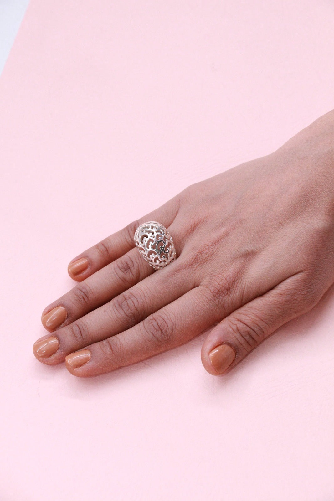 Modern Paisley Dome Silver Ring