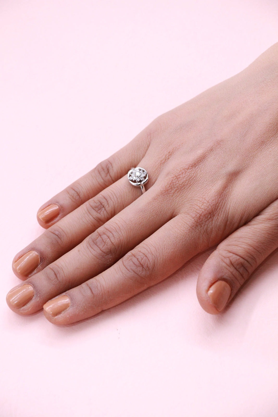 Flower CZ Silver Ring