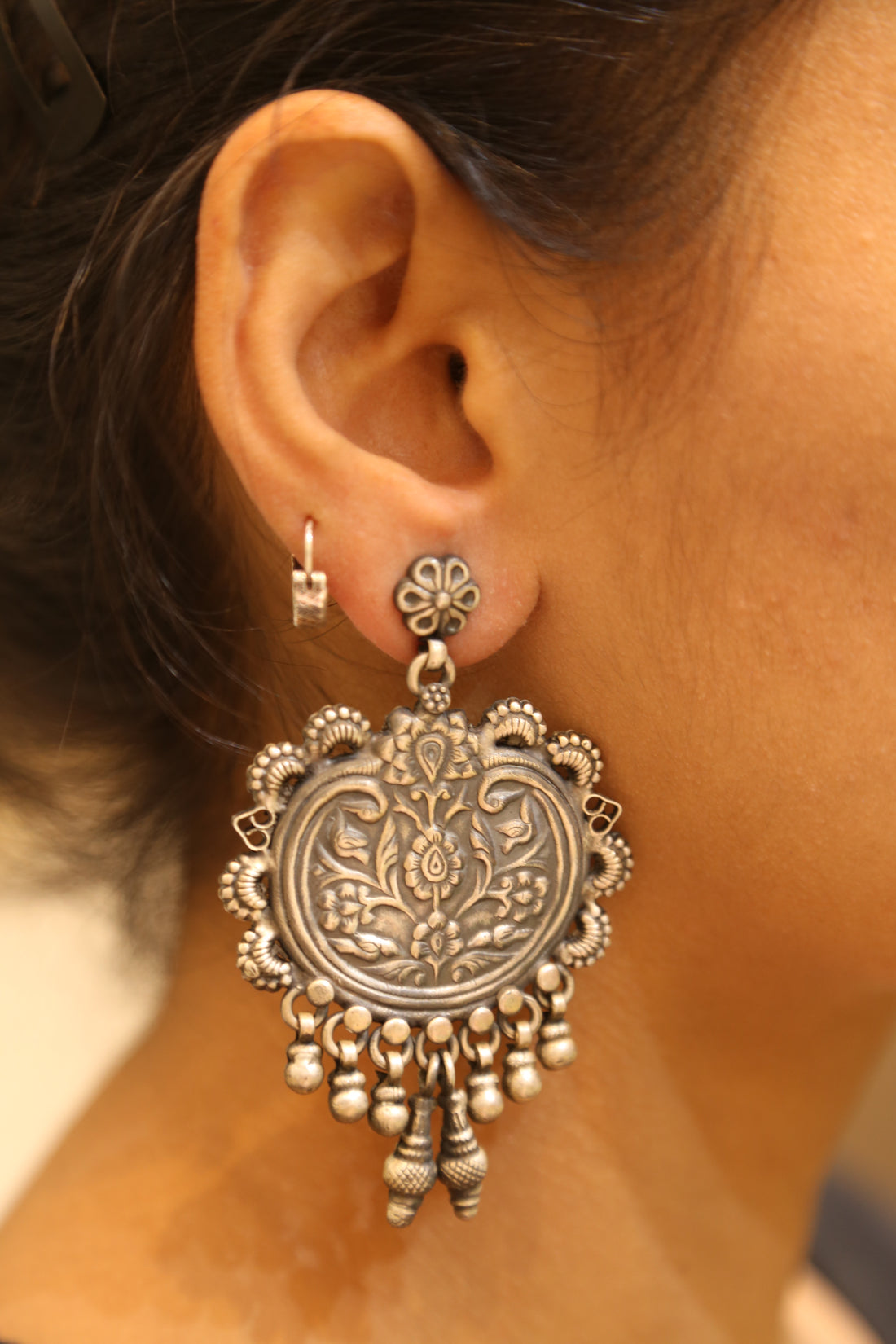 silver traditional antique earrings