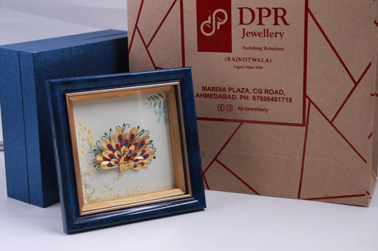 Dancing Peacock Mini Colour 24K Gold Frame