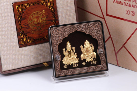 Ganesh-Lakshmi Pair 24K Gold Foil Table Top Frame