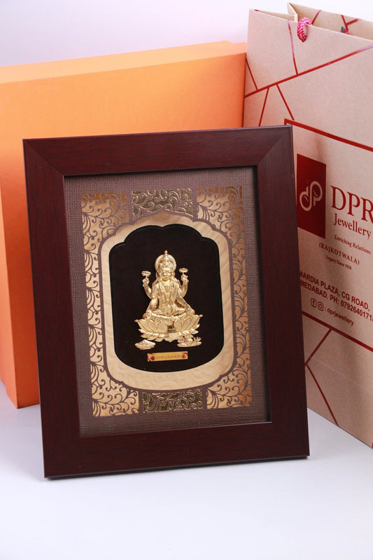 24K Gold Foil Medium Rosewood Lakshmi Goddess Frame