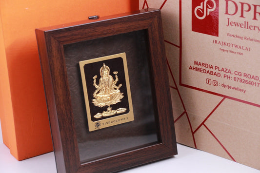 Goddess Lakshmi Solid Brown Frame in 24K Gold Foil.