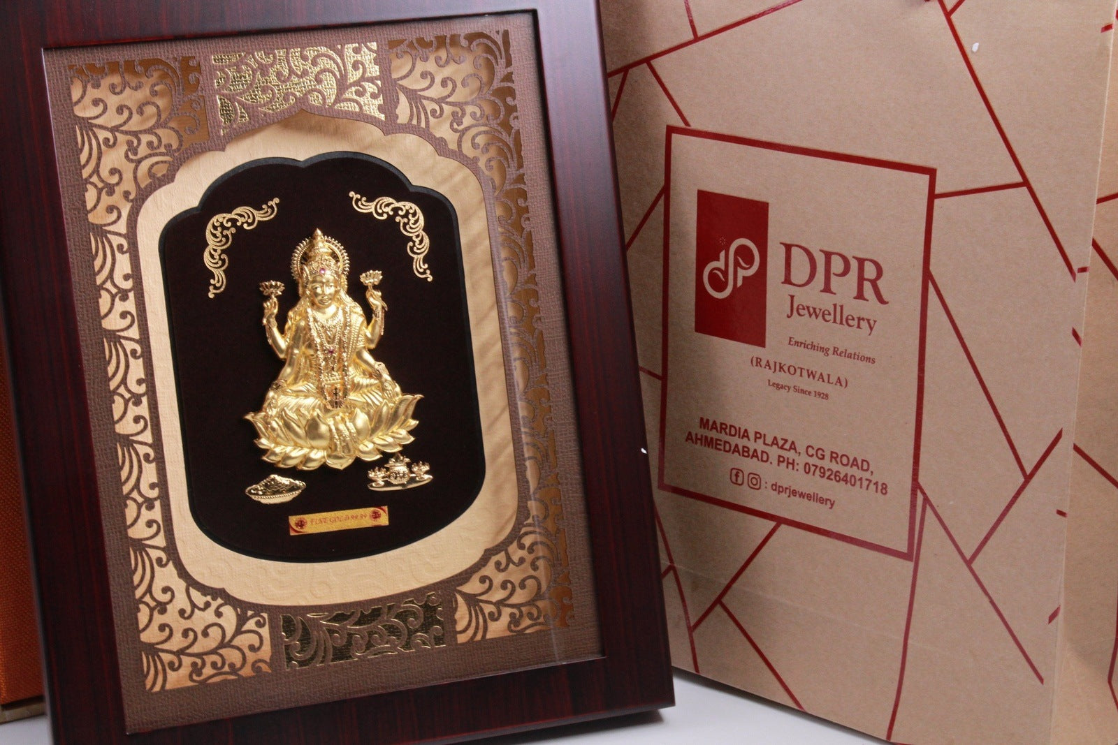 24K Gold Foil Lakshmiji Goddess in Rosewood Frames