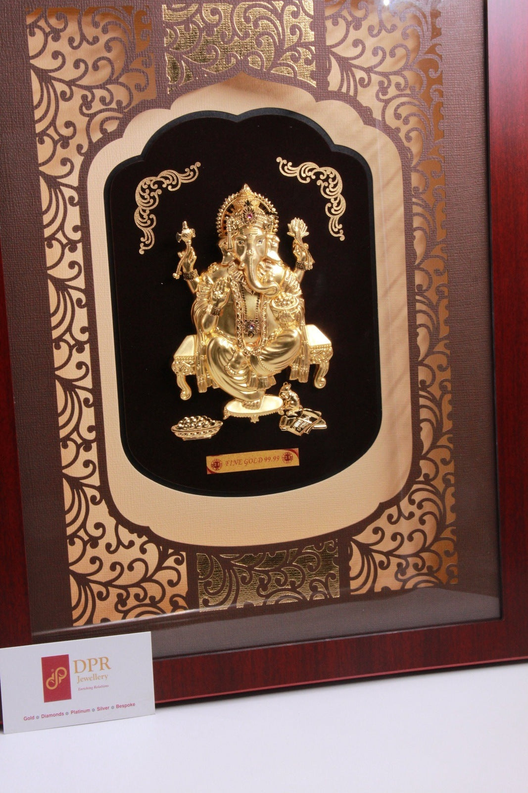 Large Ganesha Rosewood Frame in 24K Gold Foil