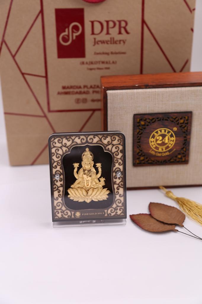 24K Gold Foil Medium Lakshmi Table Top by Shriya Silver DPR Jewellery