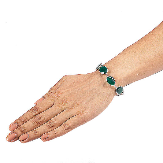 GREEN STONE STUDDED LOOSE BRACELET