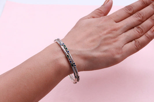 Silver Minakari Kanas Bangles