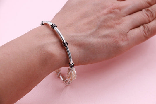Pearl Pipe Silver Bracelet