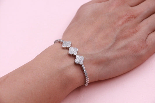 Brand Inspired Flexible Bracelet White Gold